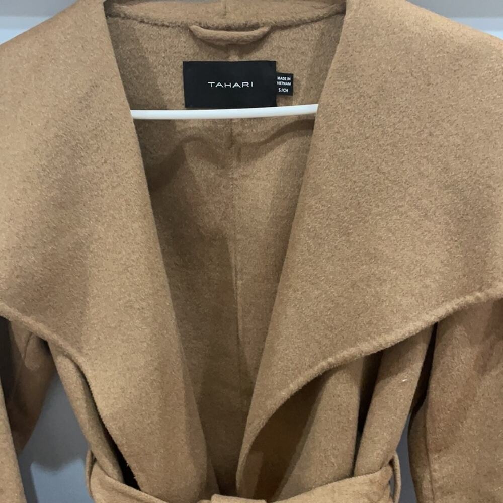 TAHARI Ella Wing Tie Waist Wool Blend Coat - Picture 7 of 7